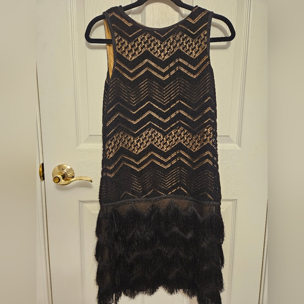 Black and Gold Zigzag Patterned Dress
